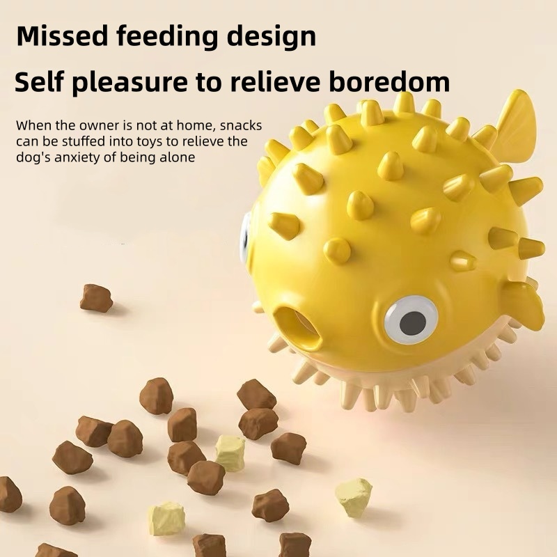 Dog Slow Feeder Puzzle Toy Interactive - インタラクティブな跳ねる魚型おやつディスペンサー。犬用おもちゃ。ゆっくりと食べさせるタイプ。知育玩具としても。犬や猫の退屈を解消。ペット用おもちゃ。