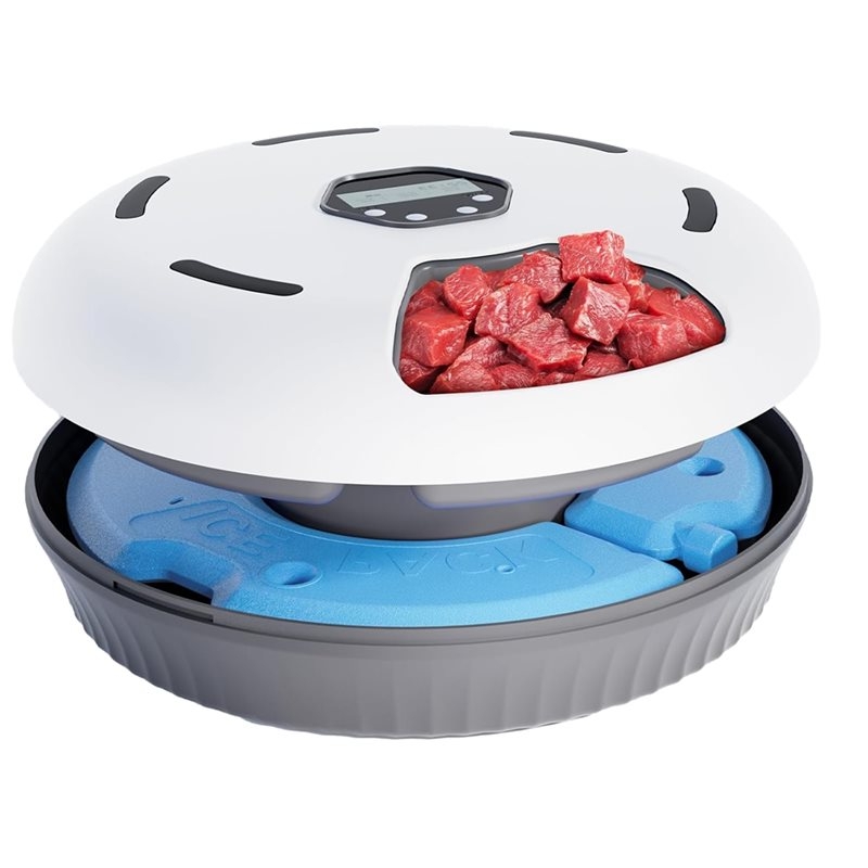 Wet Food Automatic Pet Feeder Refrigerated - 静音自動猫用給餌器、ウェットフードとドライフード対応、冷蔵機能付きのタイマー式ペットフィーダー