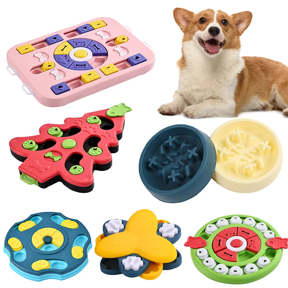 Dog Slow Feeder Puzzle Toy Interactive - 子犬 IQ フードディスペンサーゆっくり食べるノンスリップボウルペット猫犬トレーニングゲーム犬パズルおもちゃスローフィーダーインタラクティブ増加