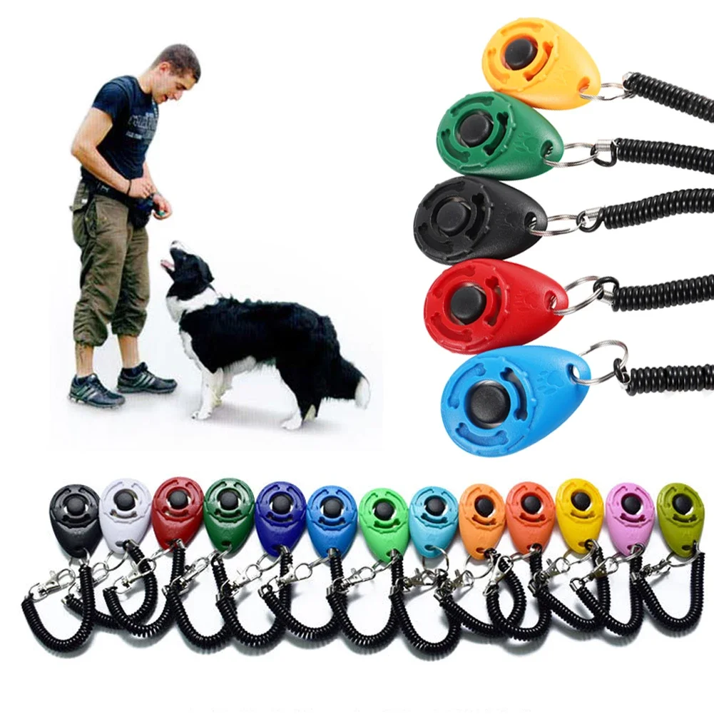Dog Clicker Training With Wrist Strap - 2 in 1犬用トレーニングクリッカー、ペット用プラスチック製新型犬用クリックトレーナーエイドツール、調節可能なリストストラップ付きサウンドキーホルダー、犬用品