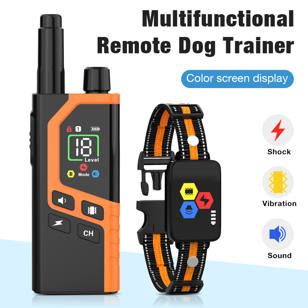 Dog Training Collar Remote 1000M Beep - 1000M対応、中型犬・大型犬用、防水仕様、遠隔操作可能なしつけ用首輪。音声アラート、振動、電気ショック機能付き。