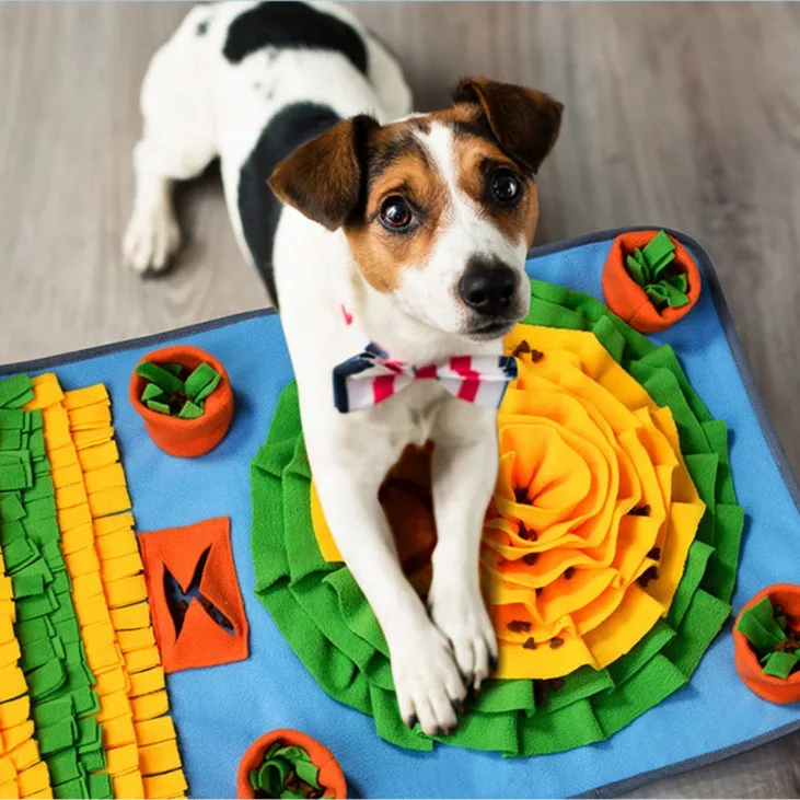 Snuffle Mat For Dogs Foraging Mental - 犬用スナッフルマット、スローフィーダー＆匂いトレーニングパッド、精神的刺激用、滑り止め、洗濯可能なペット用フォージングマット
