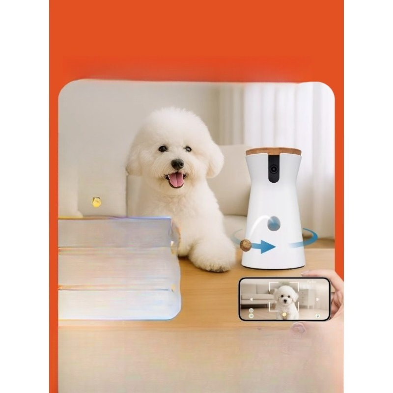 Pet Treat Dispenser Camera Interactive - WiFiペットおやつディスペンサーカメラ ナイトビジョン 双方向音声 リモートおやつ投げ 犬猫用インタラクティブモニタリングカメラ