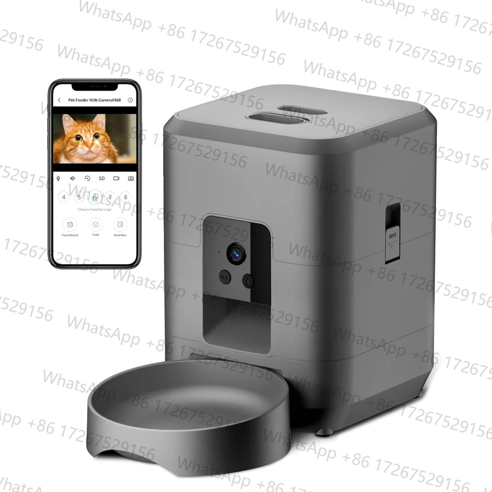 Smart Pet Feeder Camera 1080P Wifi - 2Lスマートペットフィーダー、猫用自動給餌器、Wi-Fi＆1080P HDカメラ搭載、アプリで遠隔操作可能、犬と猫の餌の自動給餌に適用