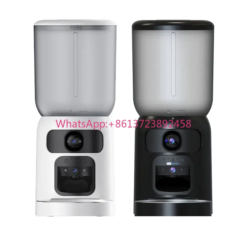 Automatic Pet Feeder Dual Bowl Stainless - インテリジェントビジュアルWiFiペットモニタリングカメラHDホームモニタリングデュアルレンズ自動給餌器ペット用レーザーオールインワンWiFiボウル
