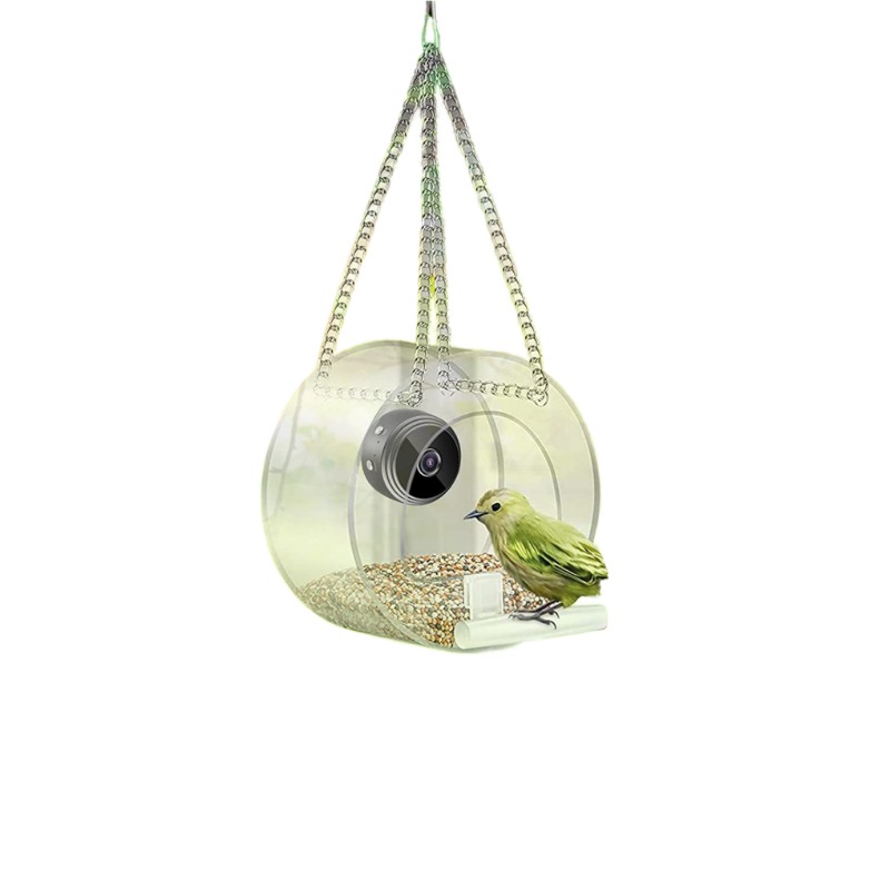 Smart Pet Feeder Camera 1080P Wifi - スマート1080Pミニバードフィーダー WIFI接続リアルタイム1080PカメラとUSB録画機能付き プラスチック製ミニ小型ペット用品