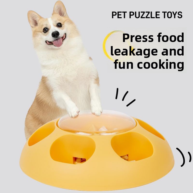Dog Slow Feeder Puzzle Toy Interactive - 犬用パズルおもちゃ プッシュ式フィーダー 漏れ防止 インタラクティブ給餌おもちゃ 小型中型猫用 スローフードディスペンサー