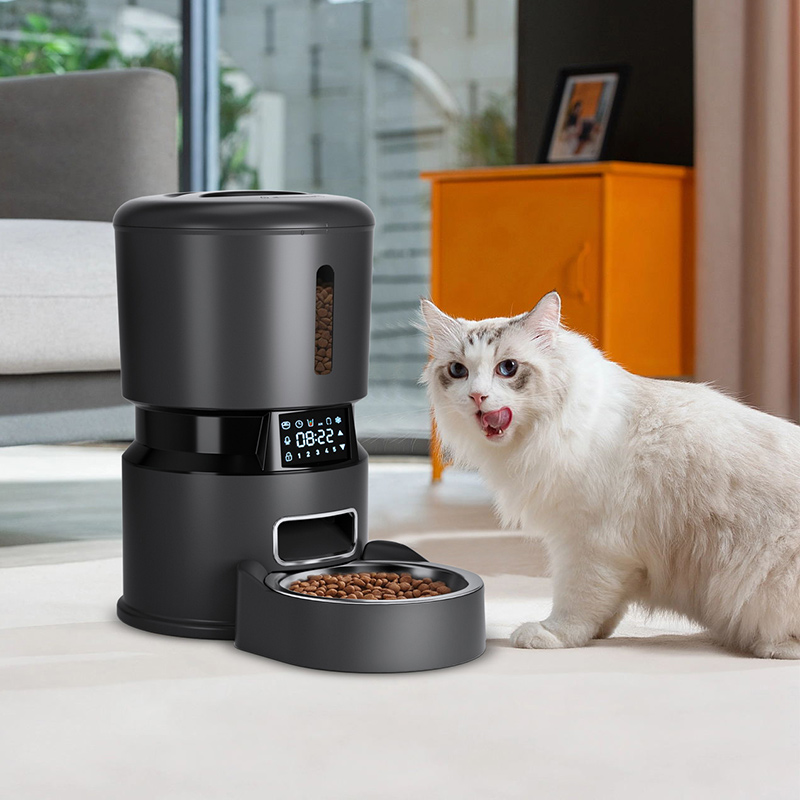 Timed Cat Dog Food Dispenser 4L - 4Lスマートキャットフィーダー自動犬用フィーダー犬用ドライフードディスペンサー時間指定定量アプリ制御自動猫用フィーダー