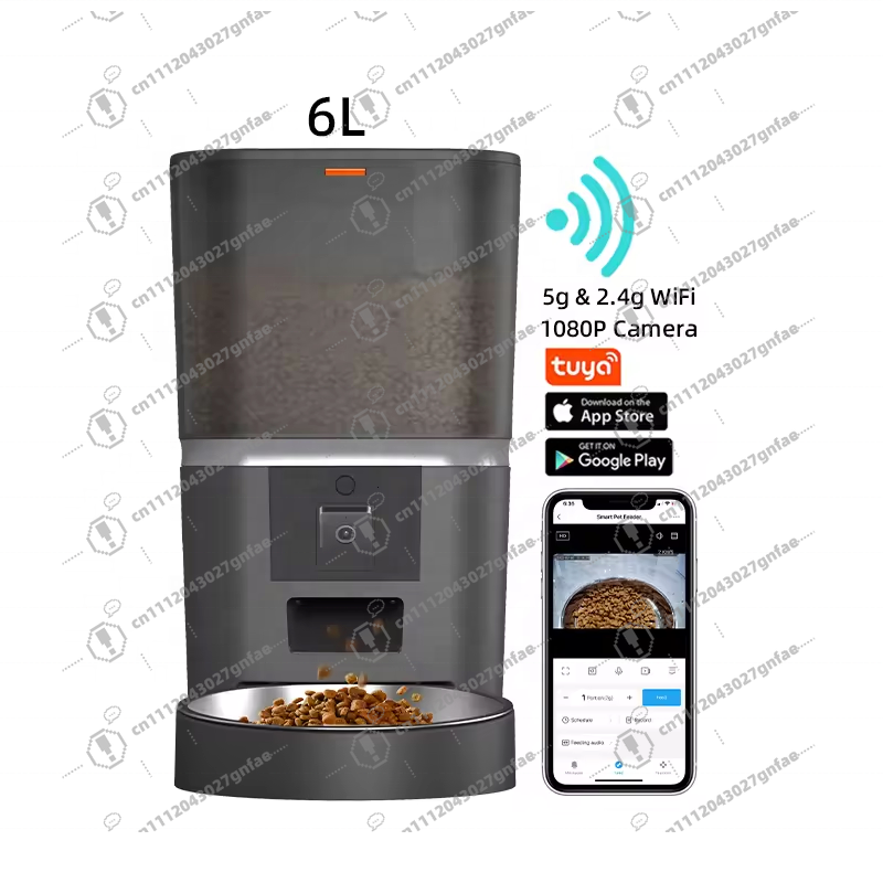 Smart Pet Feeder Camera 1080P Wifi - スマートWiFiステンレス製ボウル自動ペットフィーダー（猫・犬用1080Pカメラ付き）