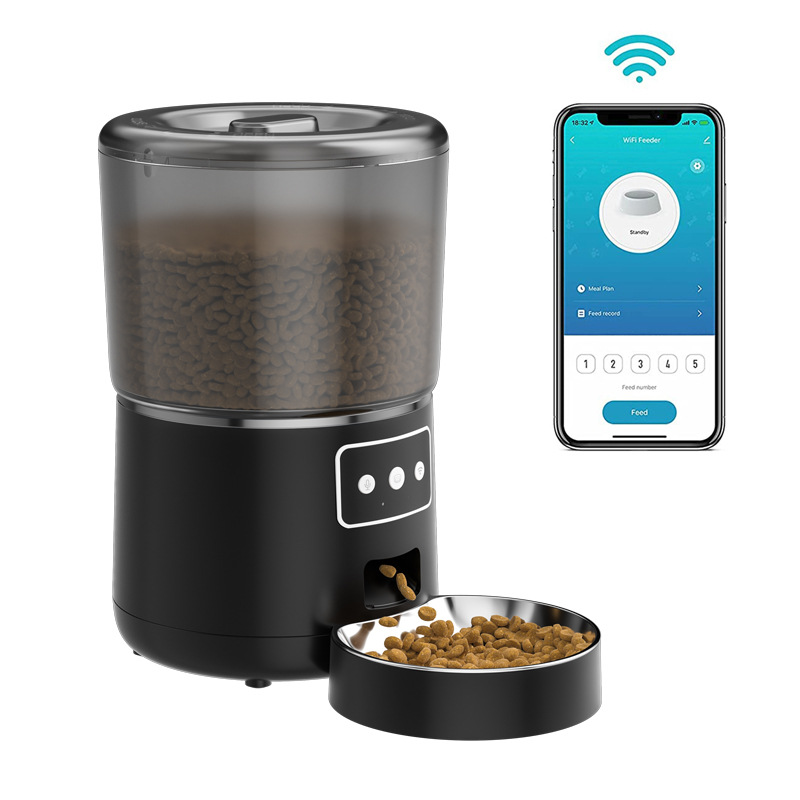 Timed Cat Dog Food Dispenser 4L - 4L自動給餌器 WiFiアプリ遠隔操作スマートペットフィーダー 猫犬用自動給餌機 時間設定ペット用品