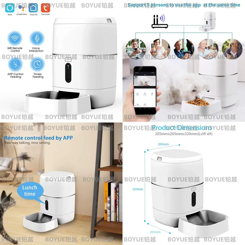 Smart Pet Feeder Camera 1080P Wifi - RSH 1080Pカメラ搭載TuyaスマートWiFi自動ペットフィーダー、リモートコントロール対応6Lフードディスペンサー（猫・犬用）、時間設定機能付き