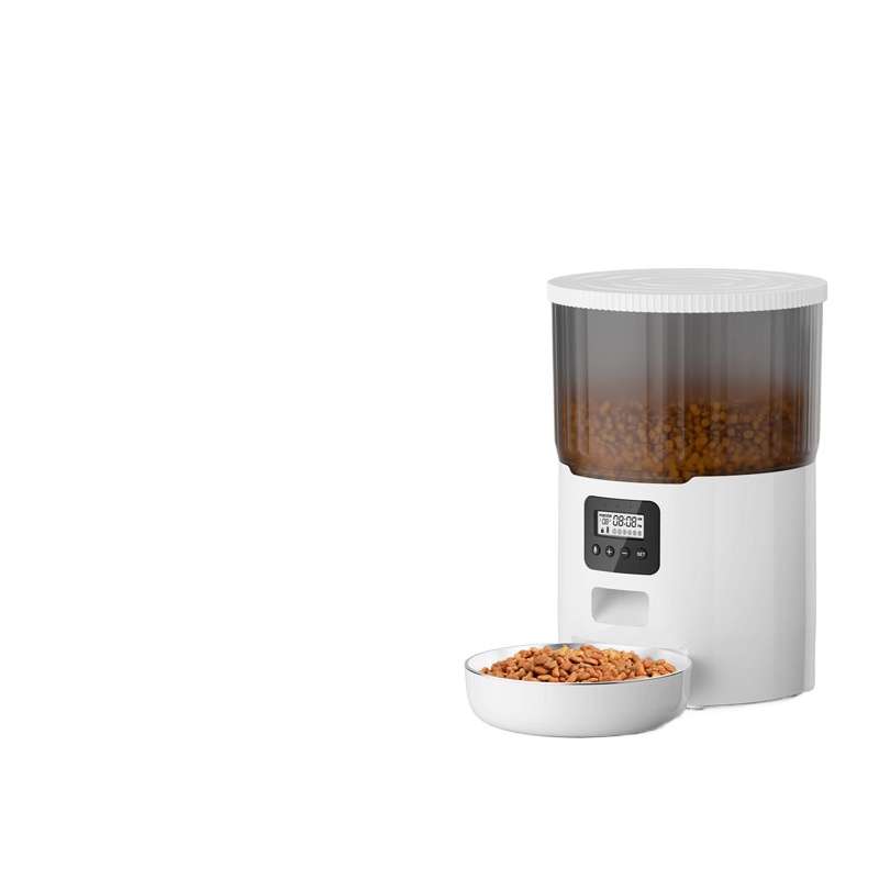 Automatic Pet Feeder Dual Bowl Stainless - ステンレス製4L丸型デュアルカラースマートペットフィーダー、詰まり防止＆タイマー付き、自動給餌器（猫・犬用）、食量管理可能、簡単操作
