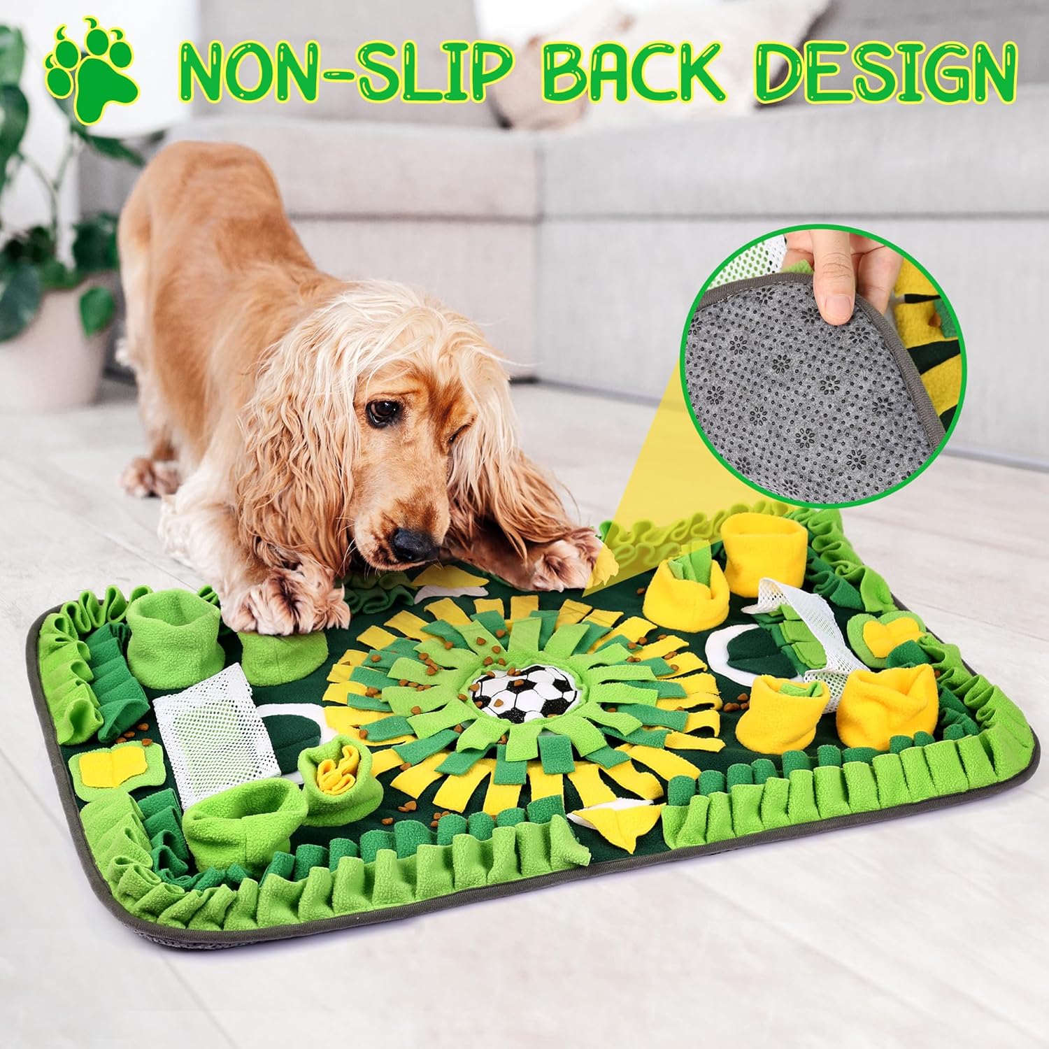 Snuffle Mat For Dogs Foraging Mental - ペット用嗅覚マット - 犬と猫のためのインタラクティブなスローフィーダーパズルおもちゃ、精神刺激と採餌訓練用ブランケット