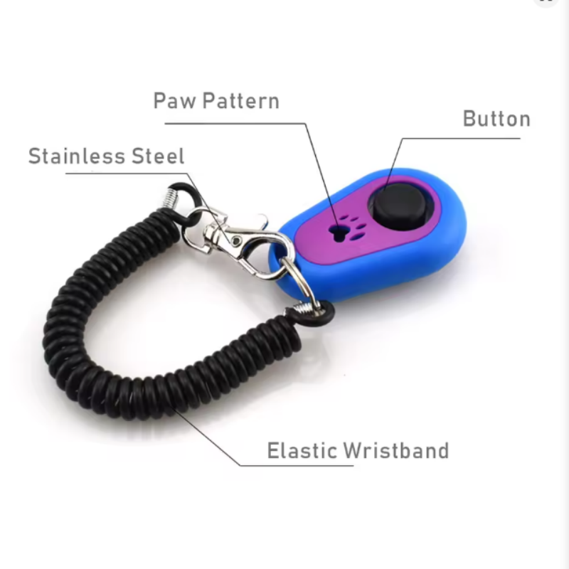 Dog Clicker Training With Wrist Strap - 犬の訓練用クリッカー ペット猫用プラスチック製 新品 犬用クリックトレーナー補助ツール 調節可能なリストストラップ付き サウンドキーホルダー