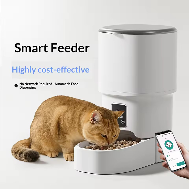 Timed Cat Dog Food Dispenser 4L - 4L Wi-Fi対応ボタン式自動給餌器。猫と犬の両方に使えるスマート給餌器。ペット用自動給餌機。時間設定による定量給餌が可能。
