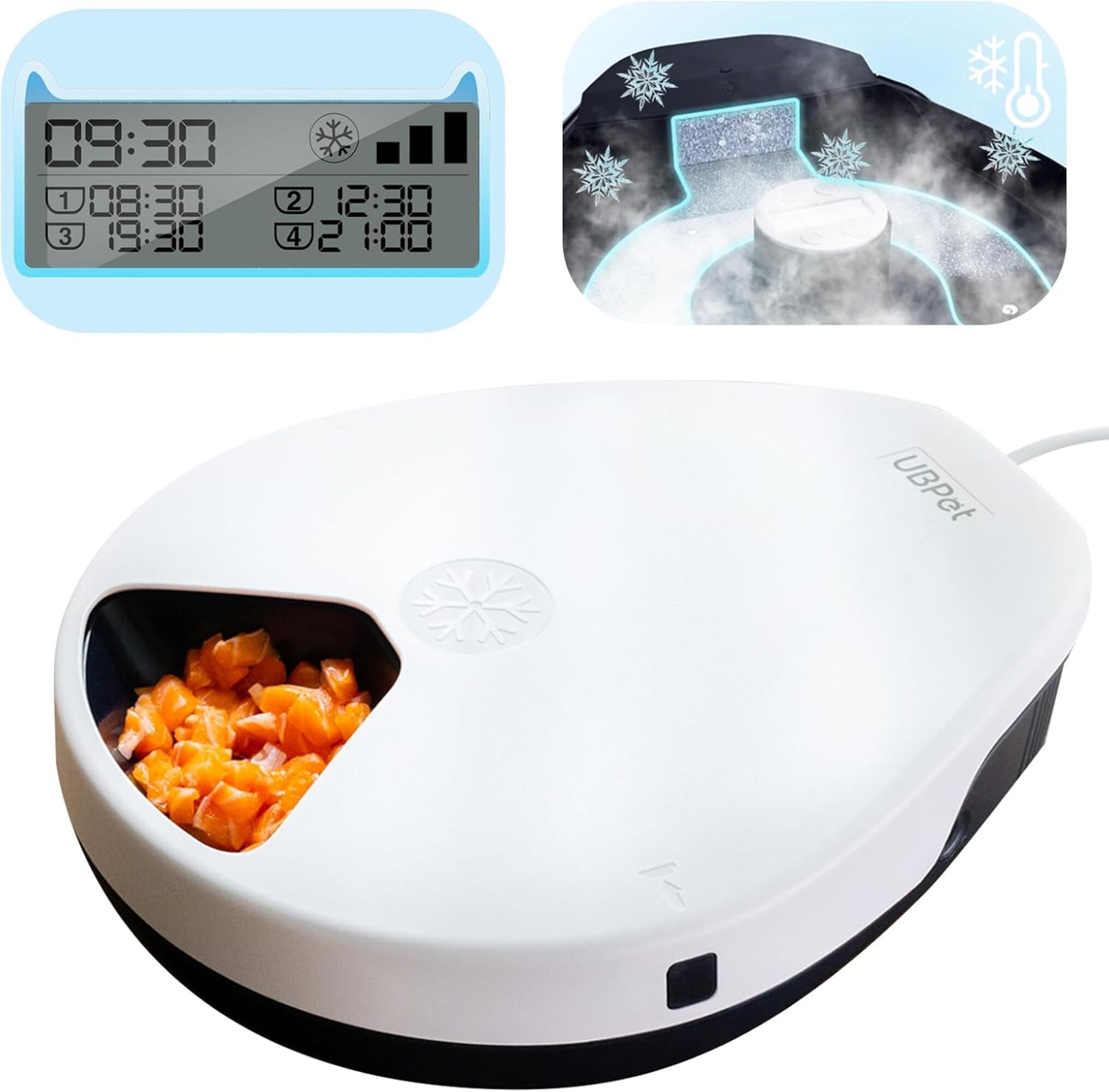 Wet Food Automatic Pet Feeder Refrigerated - UBPET自動給餌器 ウェットフード対応 冷却機能付き 半導体冷却式 タイマー付き 5つのフードコンパートメント