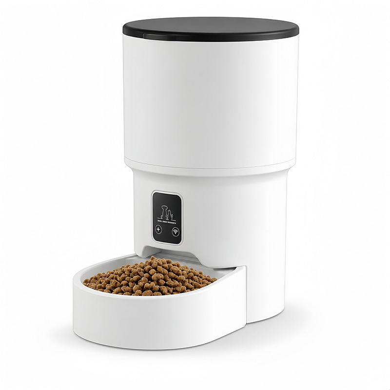Timed Cat Dog Food Dispenser 4L - 4L Wi-Fi対応スマートペットフィーダー。自動給餌機能、タイマー設定、アプリ制御、詰まり防止機能付き。猫や小型犬に最適。