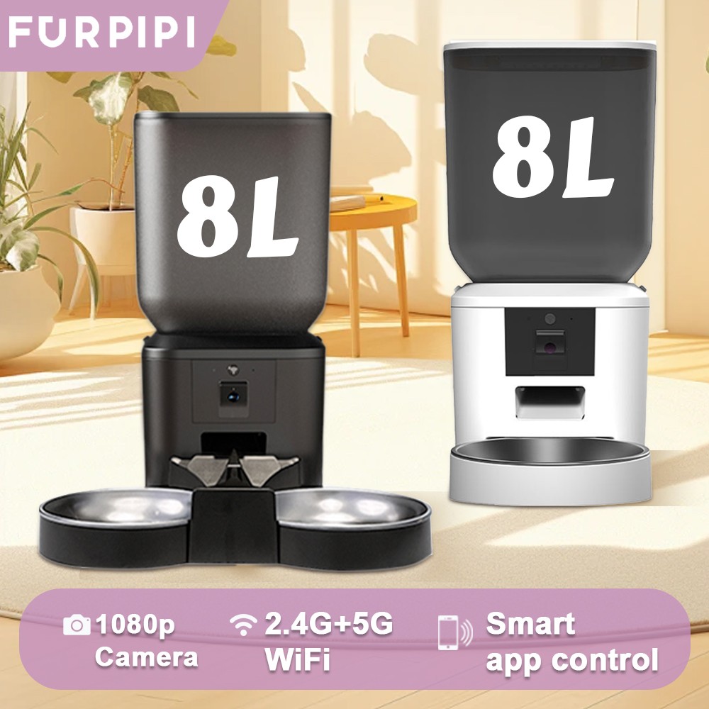 Smart Pet Feeder Camera 1080P Wifi - カメラとビデオを備えた自動猫フィーダー,5g,1080p,wifi,フードディスペンサー,ボイスレコーダー,リモコン