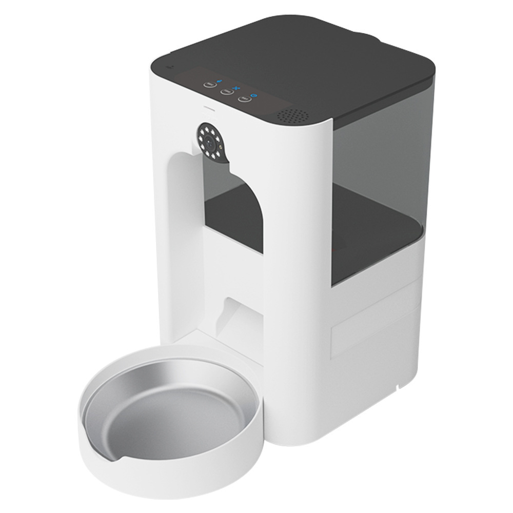 Automatic Pet Feeder Dual Bowl Stainless - 広角デュアルバンドWiFiスマートペットフィーダー、レーザーインタラクティブ自動猫フィーダー、調整可能なカメラとステンレス製ボウル付き