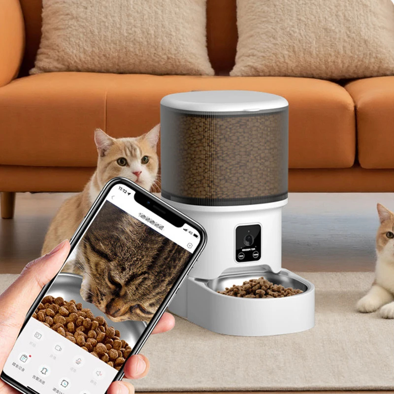 4L自動給餌器 WiFiスマートペットフィーダー 犬猫用 イ - Timed Cat Dog Food Dispenser 4L のレビューと価格