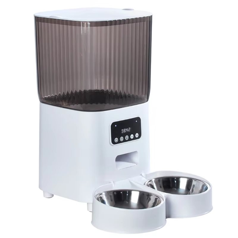 ABXF-5L デュアルボウル式電動ペットフィーダー。猫と犬 - Automatic Pet Feeder Dual Bowl Stainless のレビューと価格