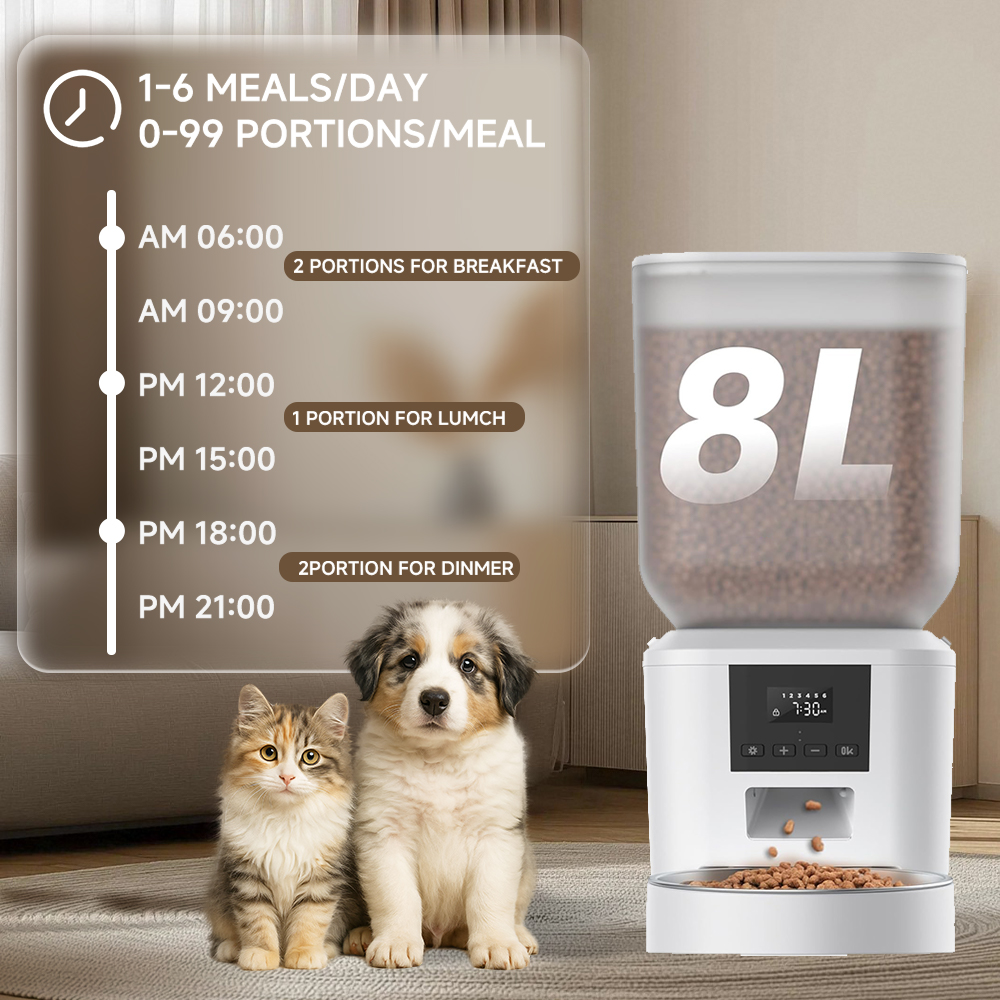 8L自動給餌器、1080Pカメラ付きビデオWiFi猫用フード - Smart Pet Feeder Camera 1080P Wifi のレビューと価格