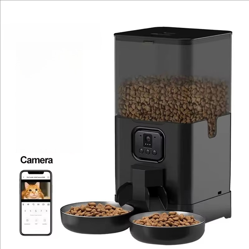 デュアルボウル6L自動給餌器 カメラ付きペットフードボウル  - Automatic Pet Feeder Dual Bowl Stainless のレビューと価格