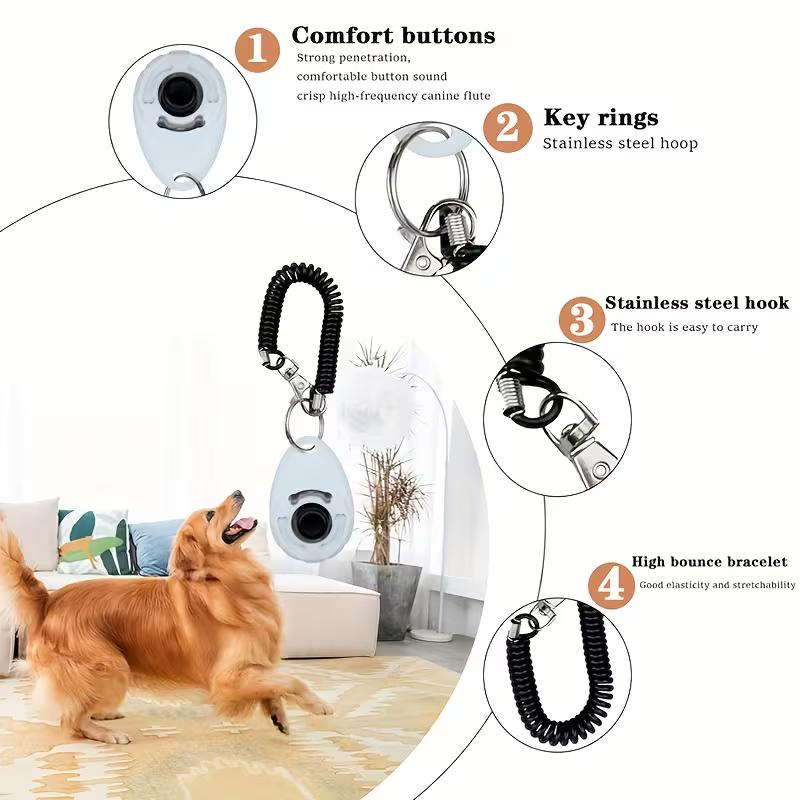 2 in 1犬用トレーニングクリッカー、ペット用プラスチック - Dog Clicker Training With Wrist Strap のレビューと価格