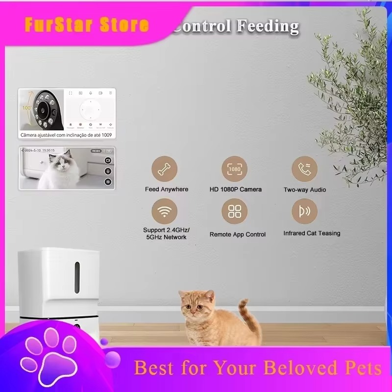 FurStar7Lスマート自動給餌器、1080P HDカメラ - Smart Pet Feeder Camera 1080P Wifi のレビューと価格