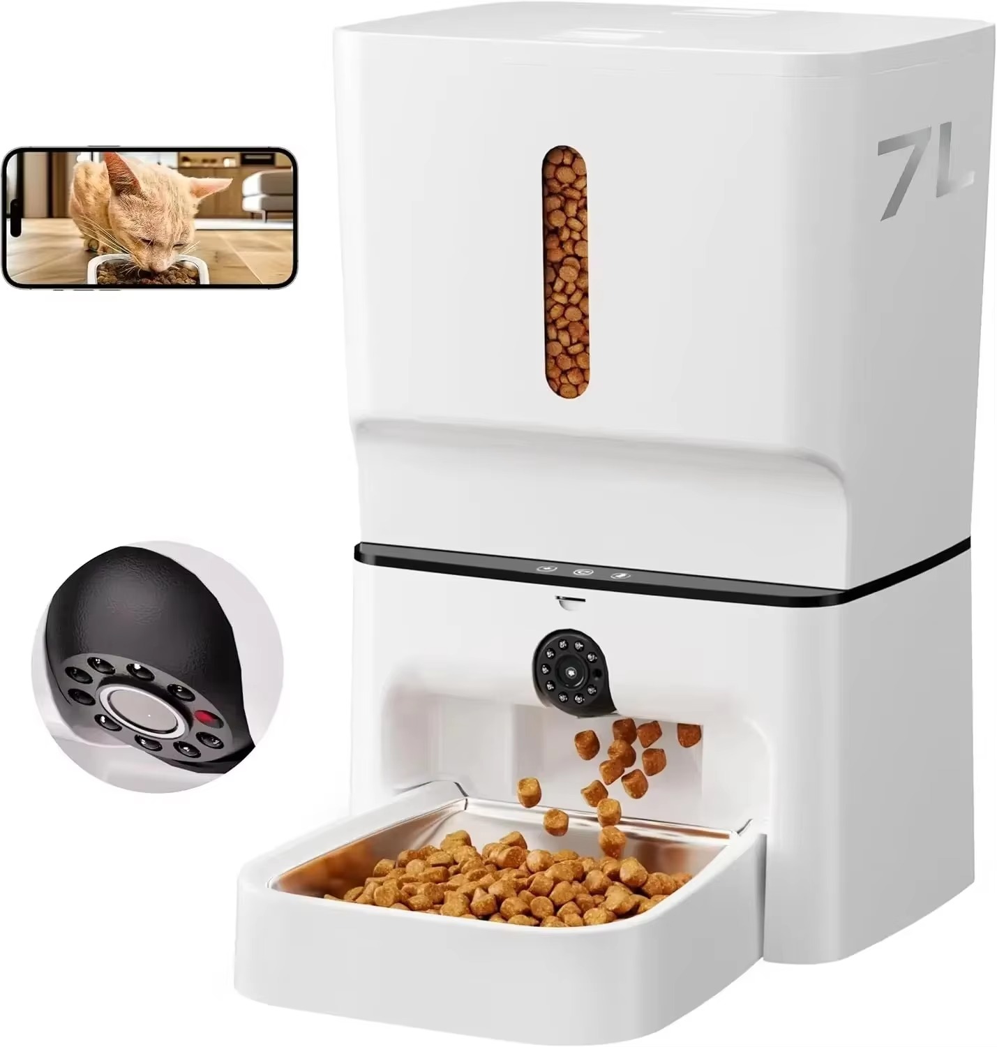 FurStar7Lスマート自動給餌器、1080P HDカメラ - Smart Pet Feeder Camera 1080P Wifi のレビューと価格