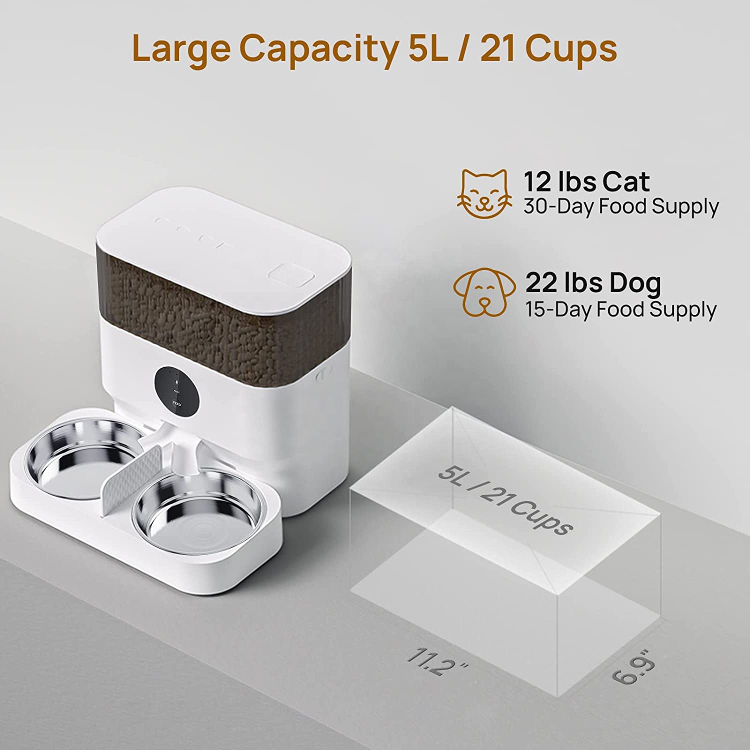 スマートステンレス製ペットボウルフィーダー、デュアル電源、取 - Automatic Pet Feeder Dual Bowl Stainless のレビューと価格