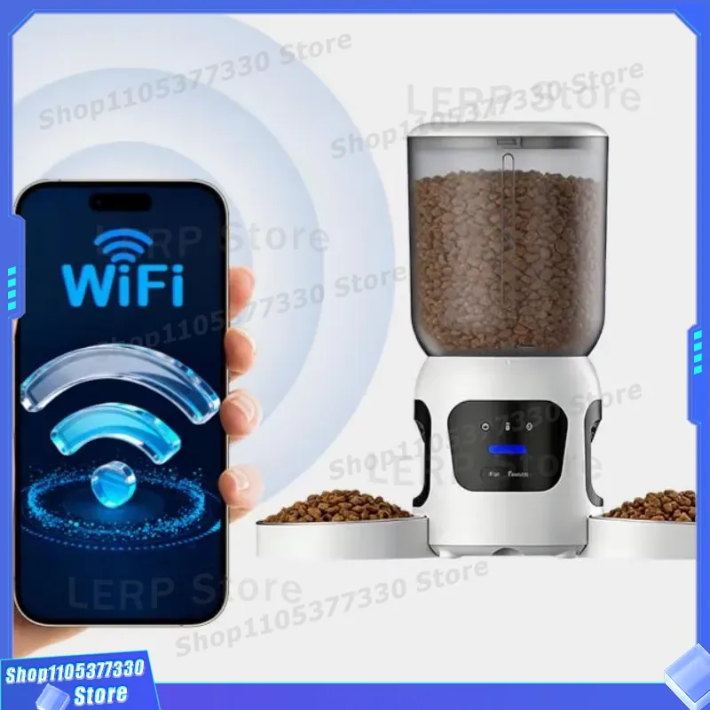 スマートWiFiペットフィーダー 自動給餌器 デュアルHDカ - Automatic Pet Feeder Dual Bowl Stainless のレビューと価格