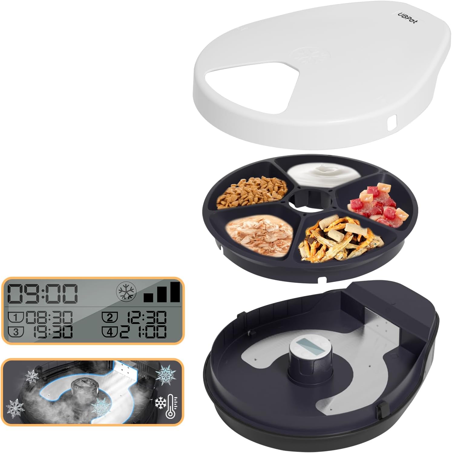 冷却機能付き、半導体冷却方式、タイマー機能搭載の自動給餌器。 - Wet Food Automatic Pet Feeder Refrigerated のレビューと価格