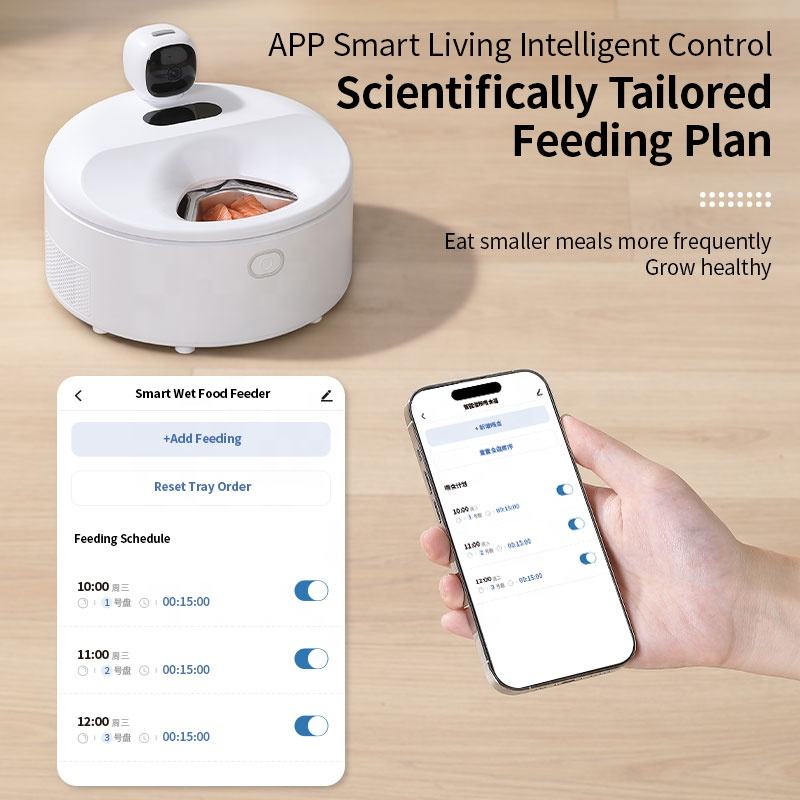 自動給餌器、ウェットフードディスペンサー、コードレスタイマー - Wet Food Automatic Pet Feeder Refrigerated のレビューと価格