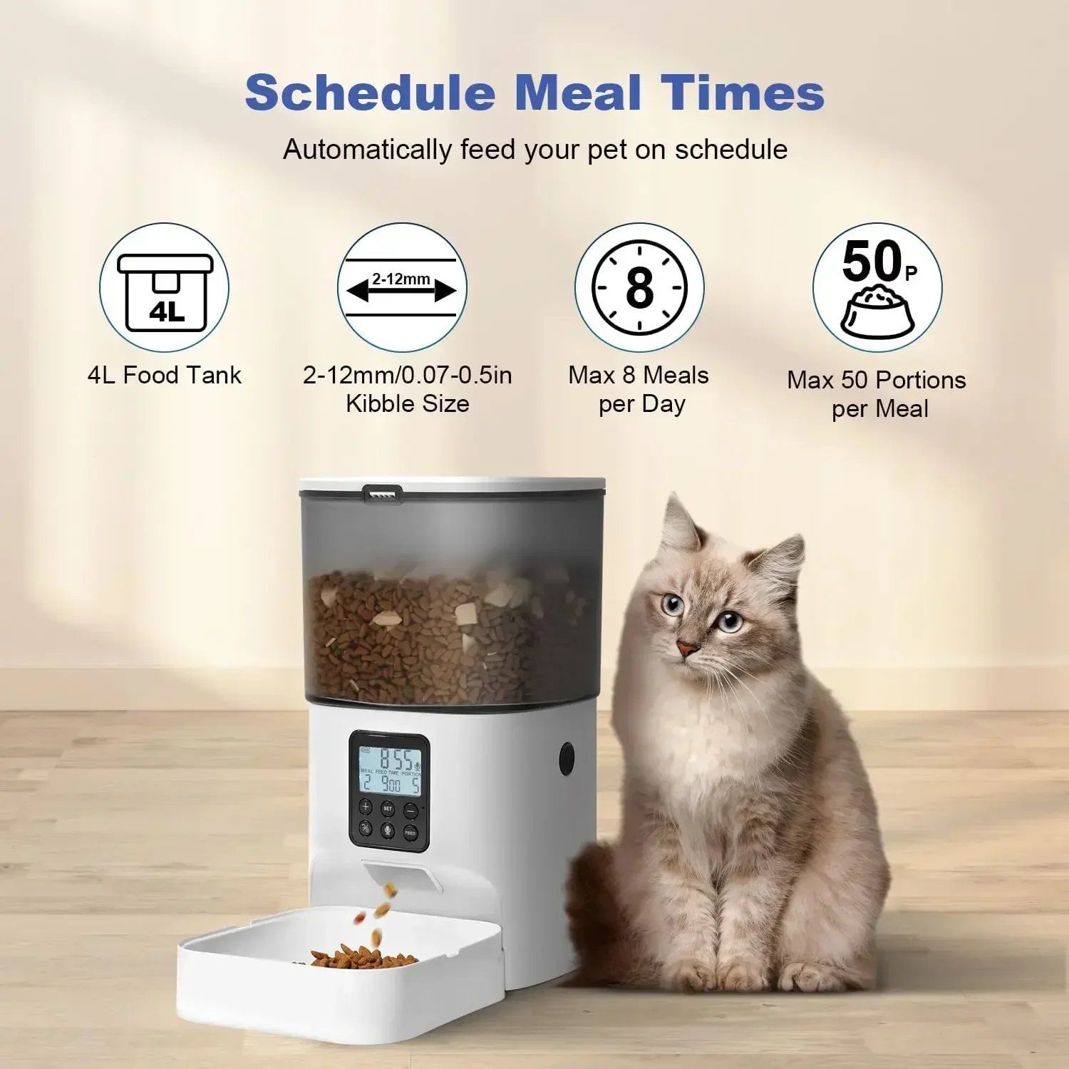 ANDOLL HOME 自動給餌器（猫用）、4L容量、10秒 - Timed Cat Dog Food Dispenser 4L のレビューと価格