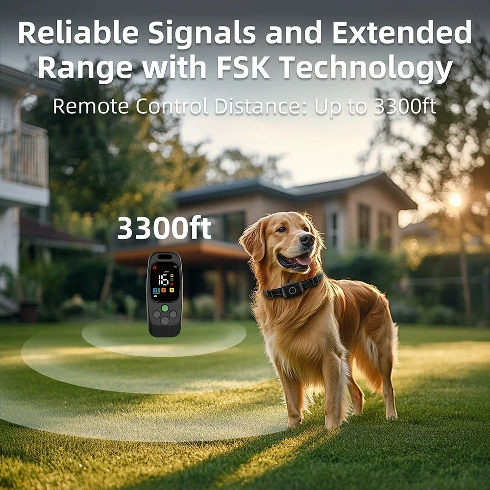 1000M充電式ドッグトレーニング首輪。リモコン操作で防水機 - Dog Training Collar Remote 1000M Beep のレビューと価格