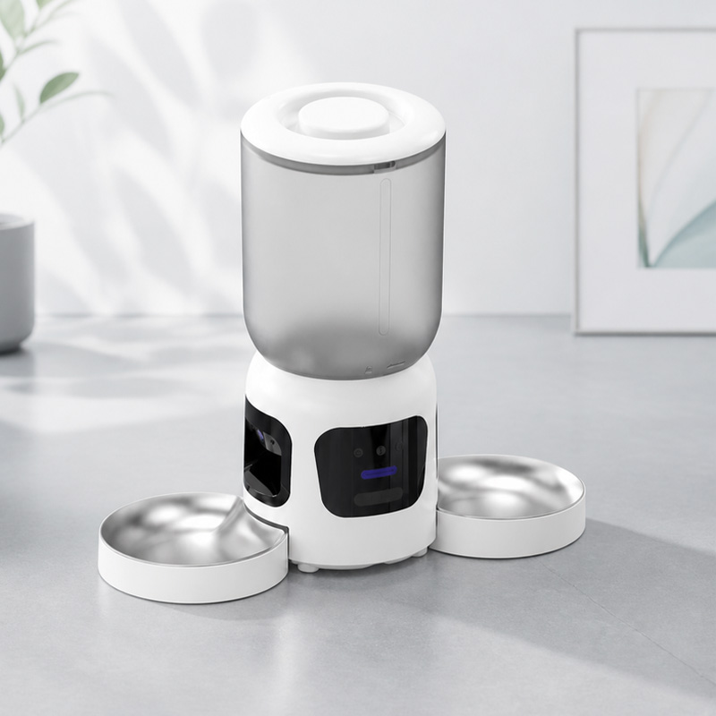 自動給餌器、スマートペットフィーダー、二重ステンレス製ボウル - Automatic Pet Feeder Dual Bowl Stainless のレビューと価格