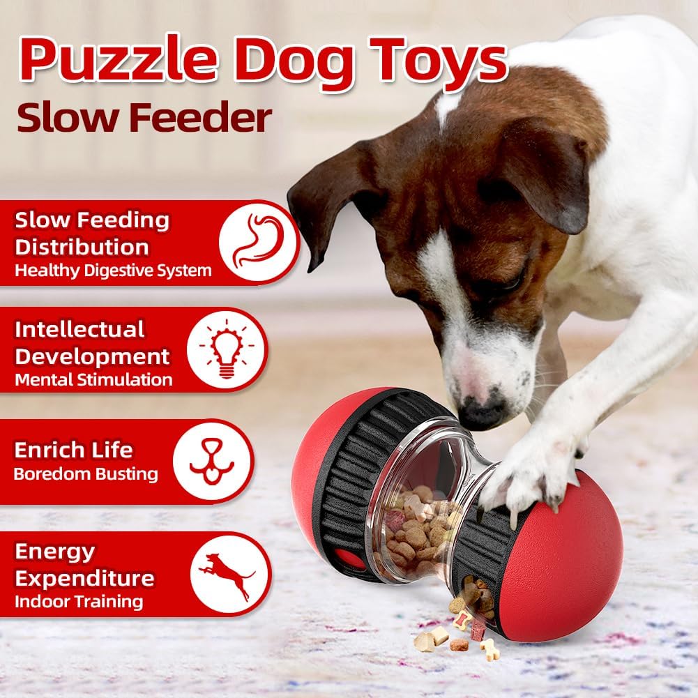 犬用おもちゃ＆調整可能なスローフィーダーボール - 犬用パズ - Dog Slow Feeder Puzzle Toy Interactive のレビューと価格