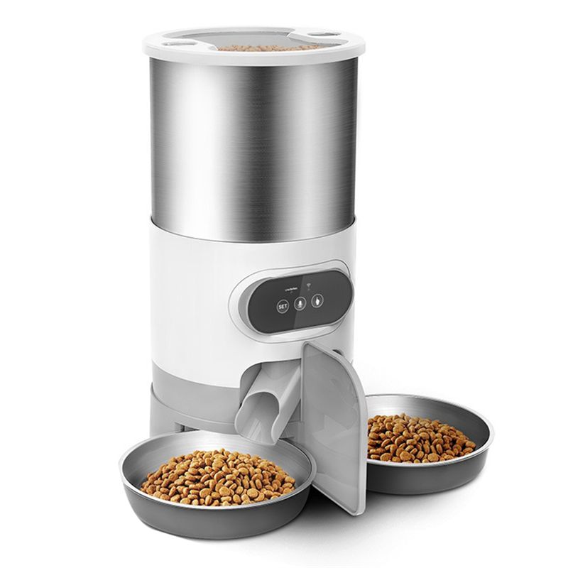 A76I-4.5L 自動給餌器 スマート猫犬用フードフィーダ - Automatic Pet Feeder Dual Bowl Stainless のレビューと価格