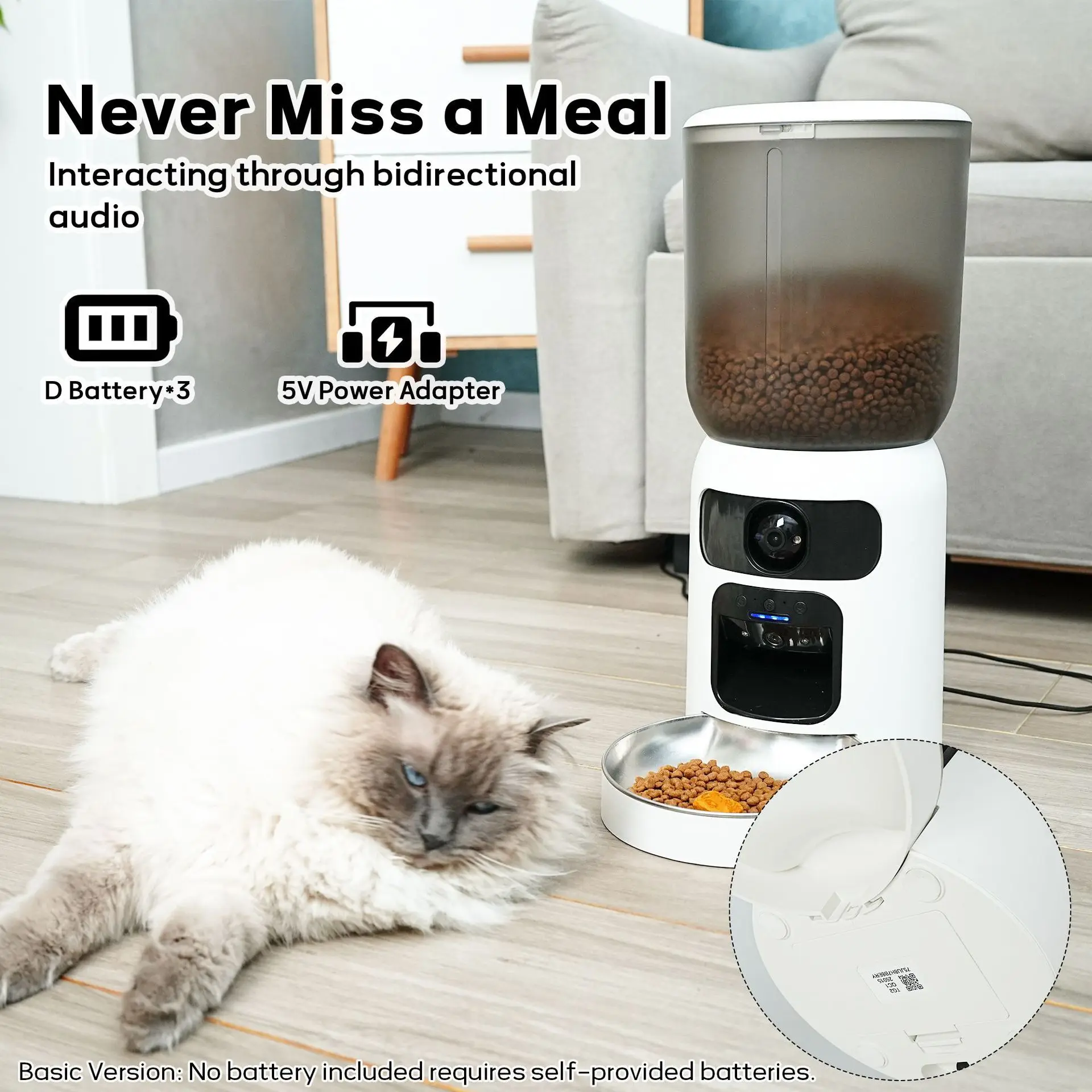 インテリジェントビジュアルWiFiペットモニタリングカメラH - Automatic Pet Feeder Dual Bowl Stainless のレビューと価格