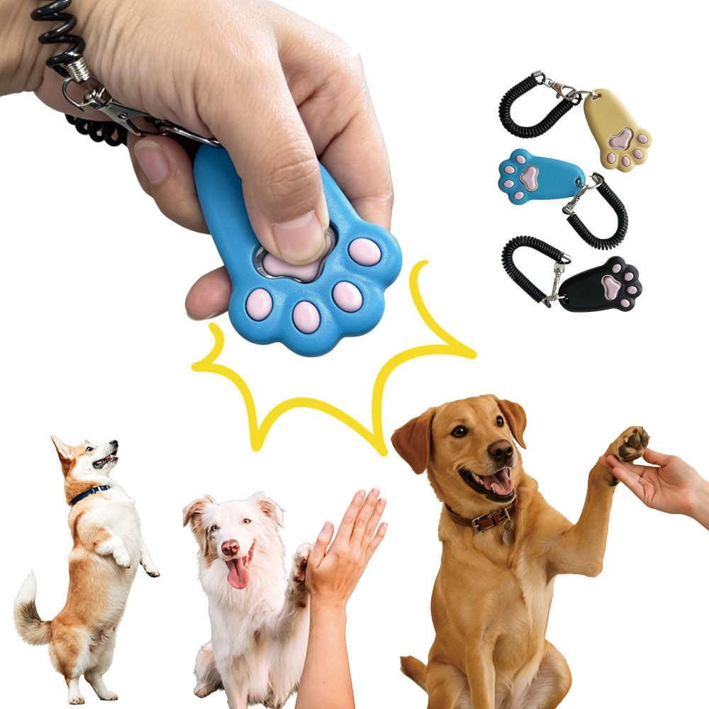 1個入り 肉球プリント付き犬用トレーニングクリッカー、スプリ - Dog Clicker Training With Wrist Strap のレビューと価格