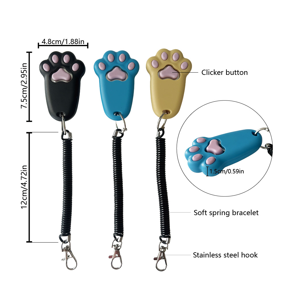 1個入り 肉球プリント付き犬用トレーニングクリッカー、スプリ - Dog Clicker Training With Wrist Strap のレビューと価格