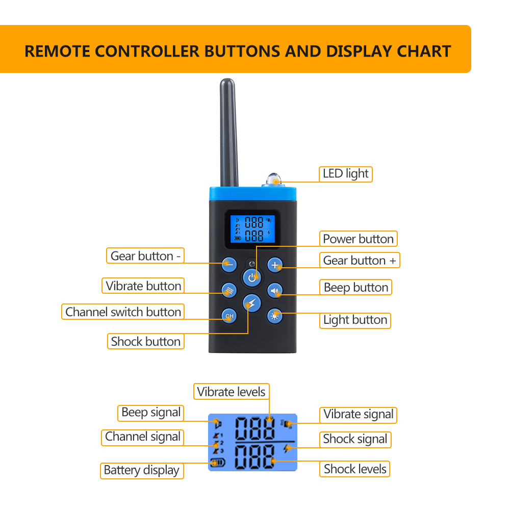 2-in-1ドッグトレーニング首輪。1000mの遠隔操作範囲 - Dog Training Collar Remote 1000M Beep のレビューと価格