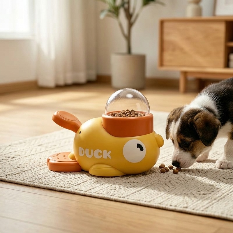 インタラクティブなイエローダック型犬用おやつフィーダーおもち - Dog Slow Feeder Puzzle Toy Interactive のレビューと価格