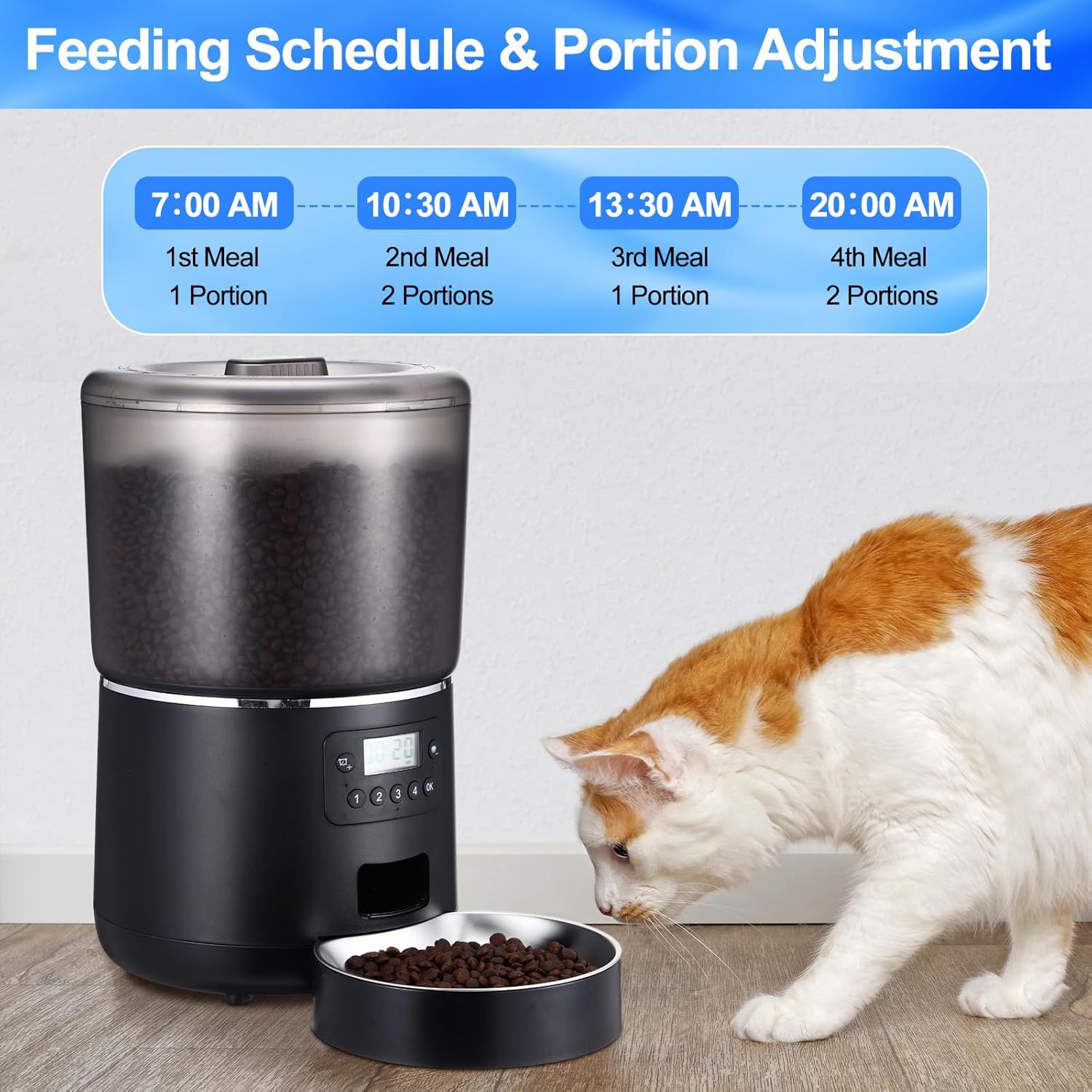 4L自動給餌器 WiFiアプリ遠隔操作スマートペットフィーダ - Timed Cat Dog Food Dispenser 4L のレビューと価格