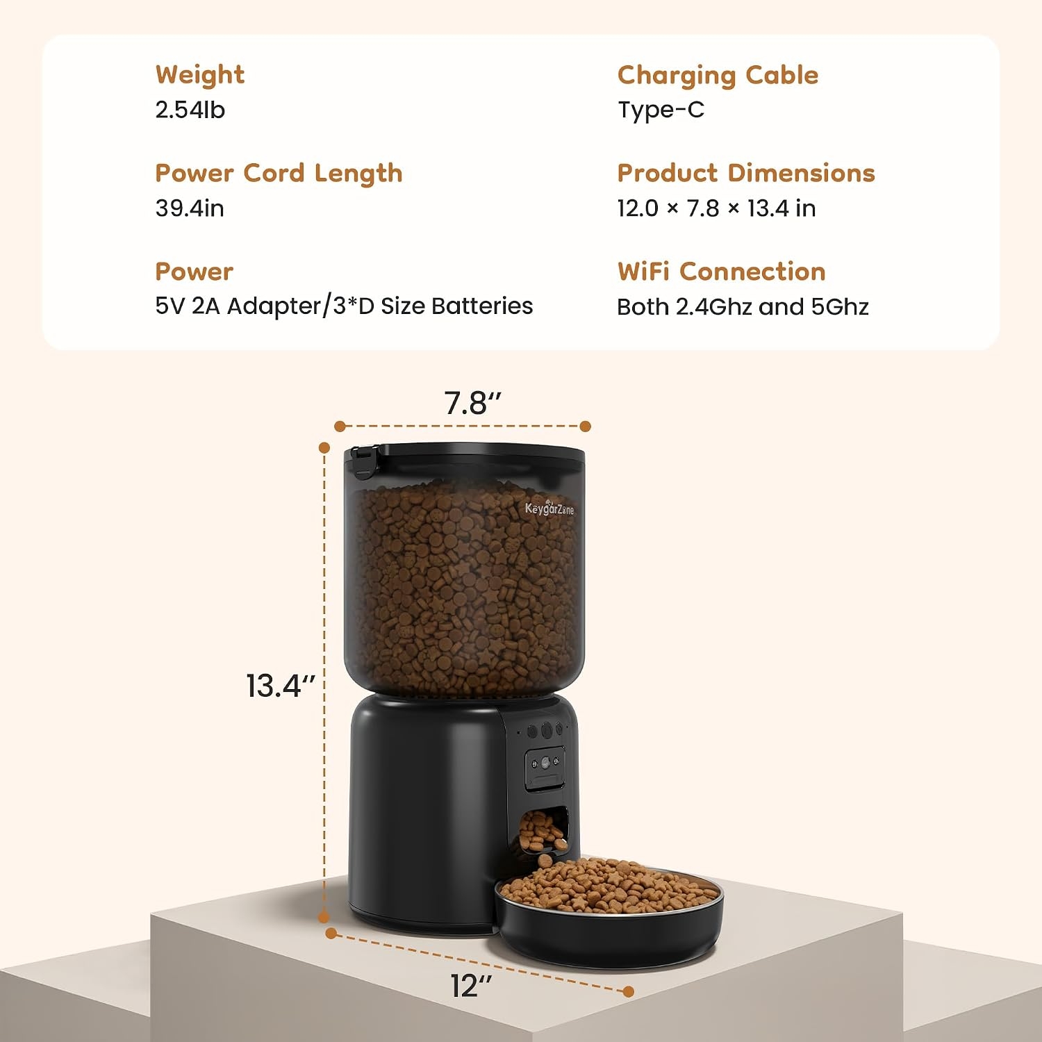 【米国在庫】1080pカメラ、5G Wi-Fiアプリ制御、音 - Smart Pet Feeder Camera 1080P Wifi のレビューと価格