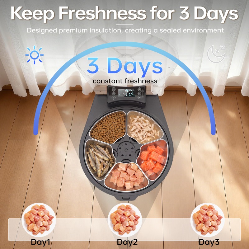 保温機能付きペット用自動給餌器。タイマー設定可能。猫用、犬用 - Wet Food Automatic Pet Feeder Refrigerated のレビューと価格