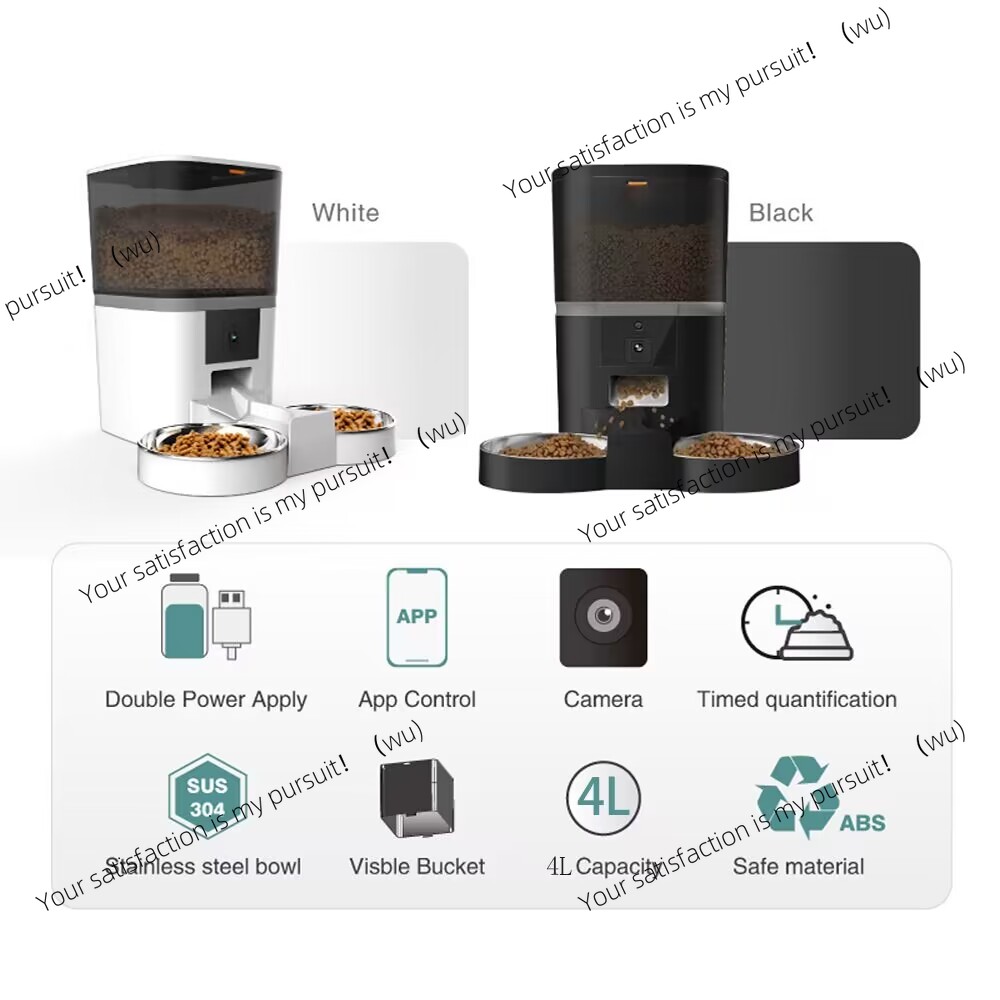 4Lダブルミールカメラアプリ自動ペットフィーダー、ペット猫犬 - Timed Cat Dog Food Dispenser 4L のレビューと価格