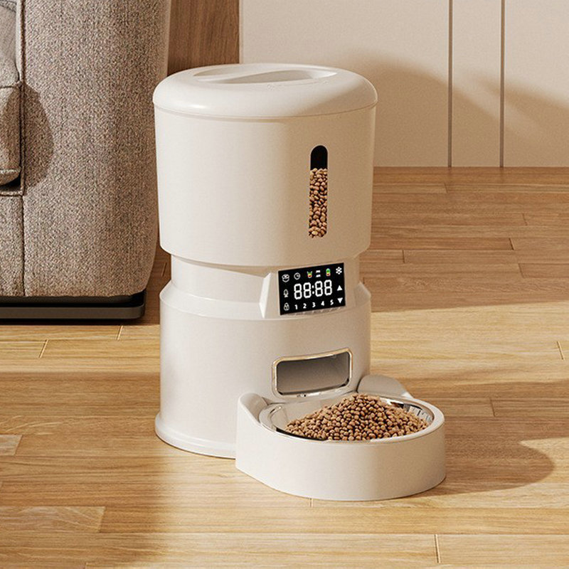新しいインテリジェントな白いプラスチック製ペットフィーダー、 - Automatic Pet Feeder Dual Bowl Stainless のレビューと価格