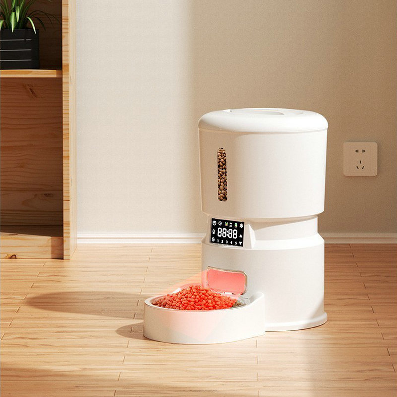 新しいインテリジェントな白いプラスチック製ペットフィーダー、 - Automatic Pet Feeder Dual Bowl Stainless のレビューと価格